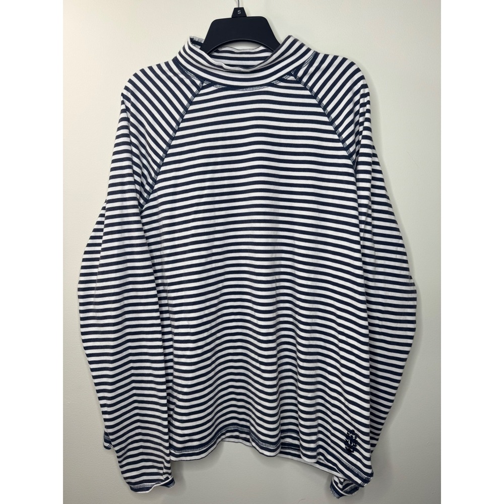 Free People FP Movement Sailor Stripe Navy Combo Mock Neck Top Large